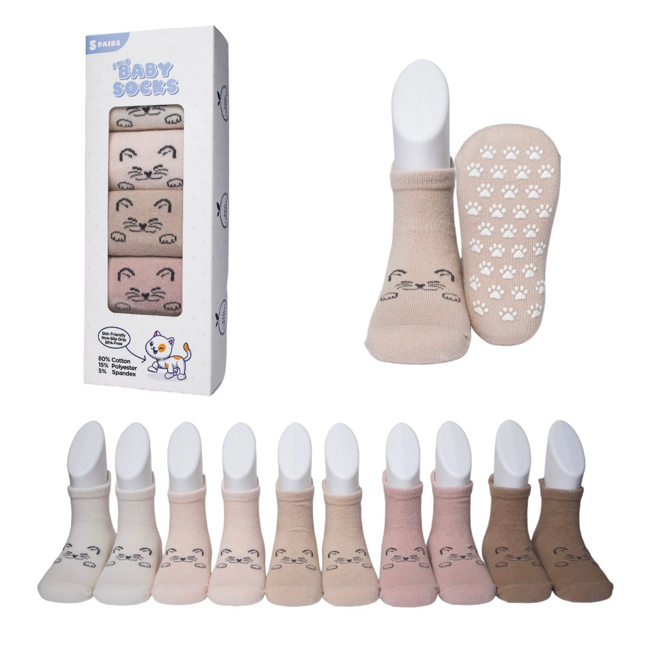 Safe Steps – Non-Slip Soft Cotton Socks for Happy Little Feet (5 & 9 Pack Sets for First Steps & Adventures)