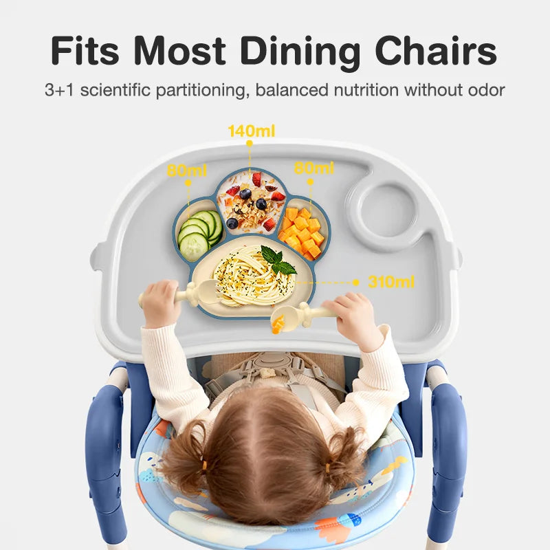 Baby Silicone Feeding Set – BPA-Free Suction Bowl, Bib, Spoon, Fork, Cup & Plate – Safe & Easy to Clean