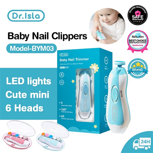 Electric Baby Nail Trimmer with LED Light – 4-Speed, Low Noise, 6 Grinding Heads