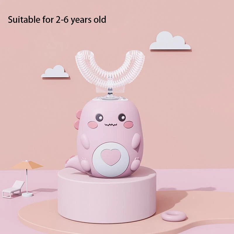 Dino U-Shaped Electric Toothbrush β Kids 2β12 Years | Pink, Blue, Mint