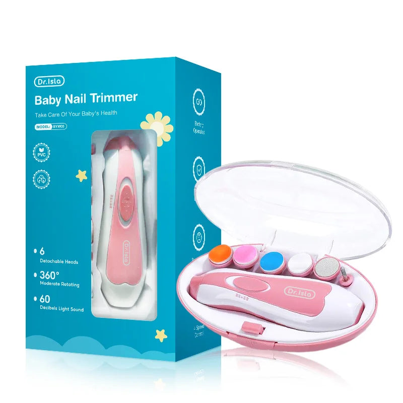 Electric Baby Nail Trimmer with LED Light – 4-Speed, Low Noise, 6 Grinding Heads