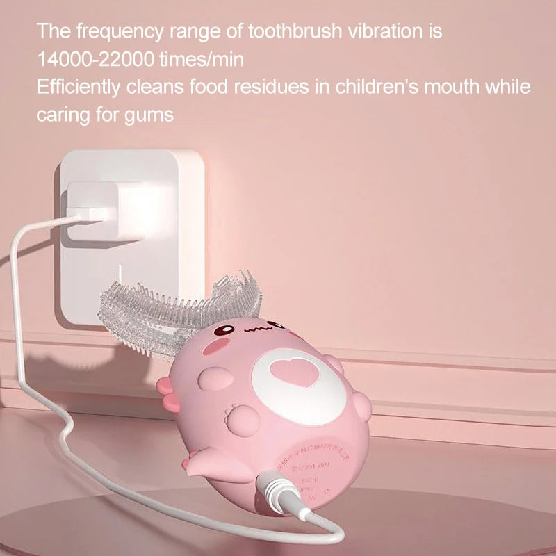Dino U-Shaped Electric Toothbrush β Kids 2β12 Years | Pink, Blue, Mint