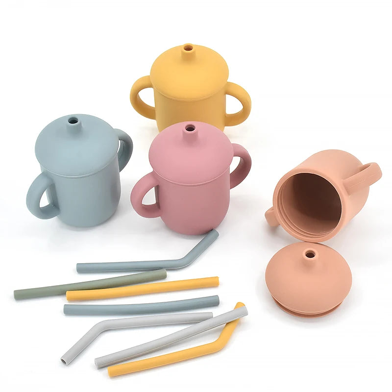 Baby Silicone Feeding Set 5-Piece – Non-Slip Plate, Bowl, Cup, Spoon & Fork – BPA-Free, Durable & Easy to Clean