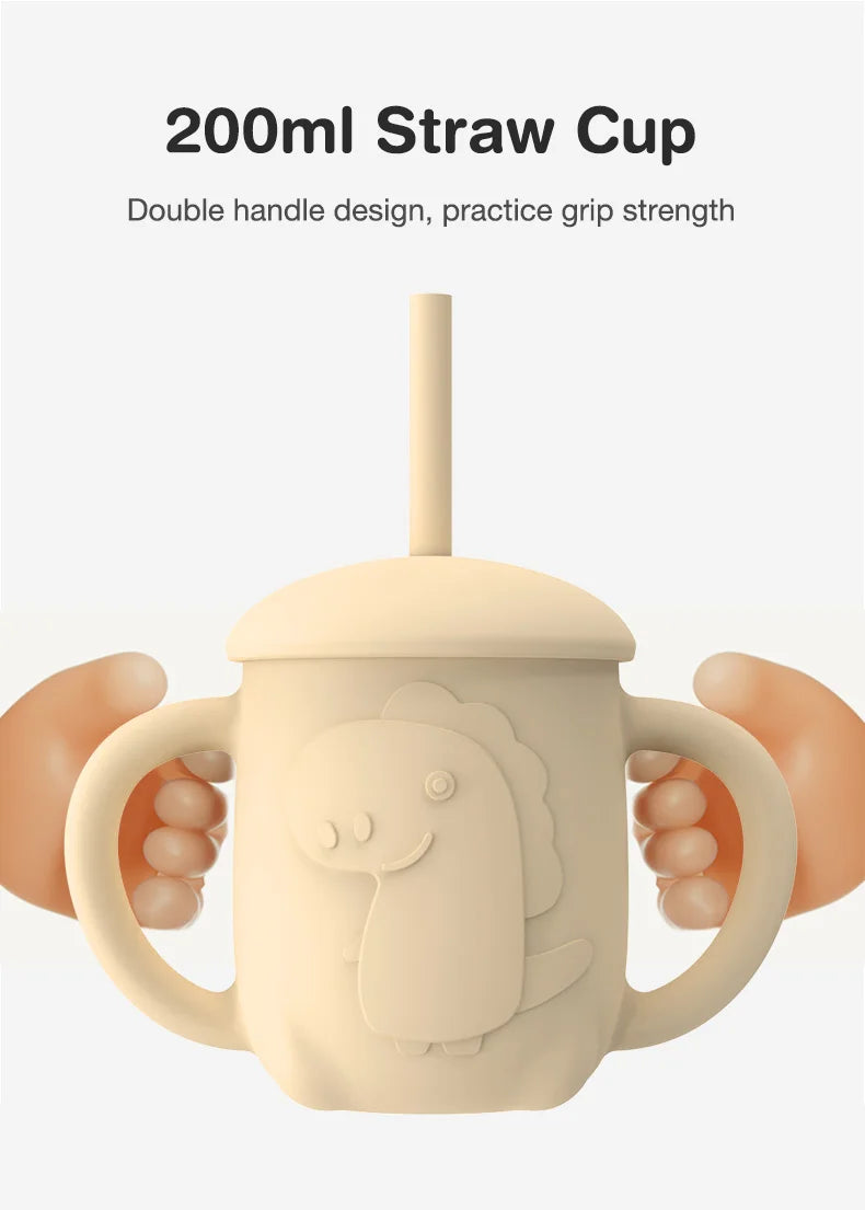 Baby Silicone Feeding Set – BPA-Free Suction Bowl, Bib, Spoon, Fork, Cup & Plate – Safe & Easy to Clean