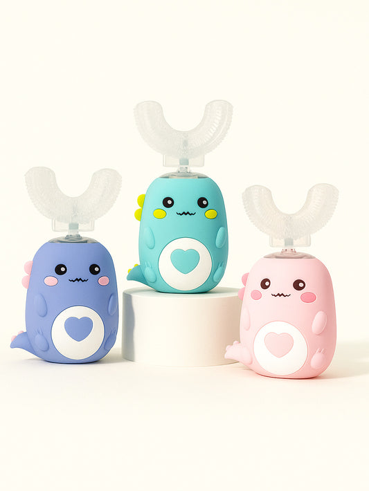 Dino U-Shaped Electric Toothbrush — Kids 2–12 Years | Pink, Blue, Mint