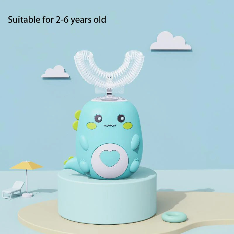 Dino U-Shaped Electric Toothbrush — Kids 2–12 Years | Pink, Blue, Mint
