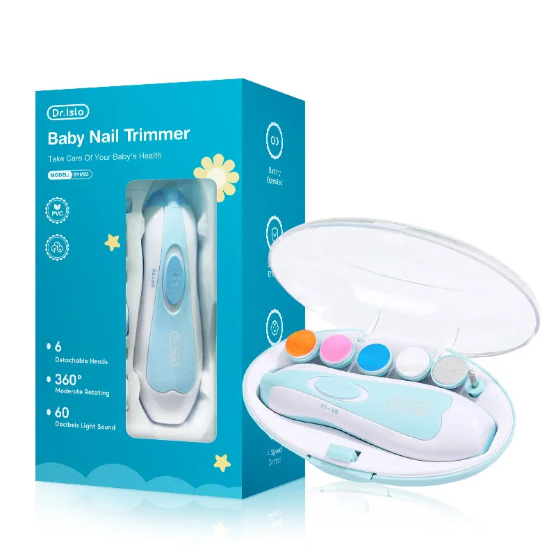 Electric Baby Nail Trimmer with LED Light – 4-Speed, Low Noise, 6 Grinding Heads