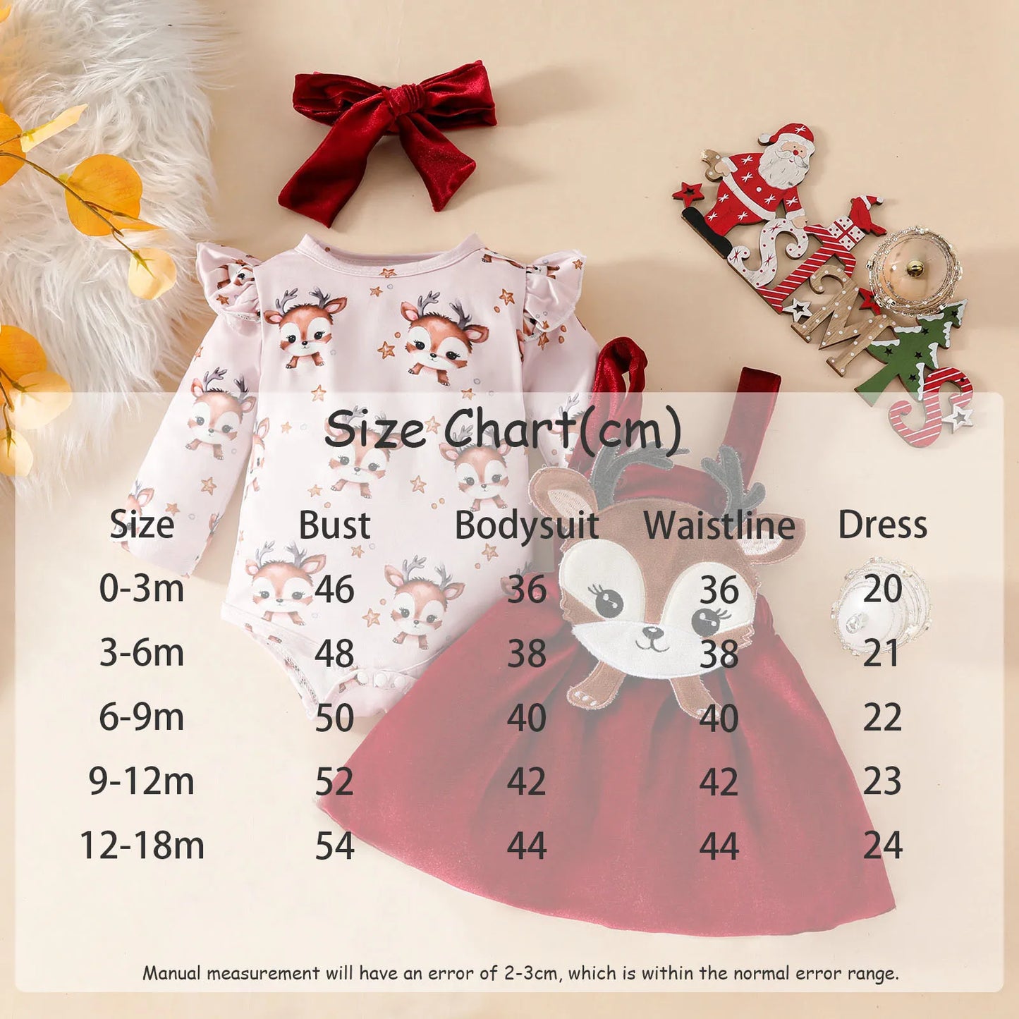 🎄 Christmas Baby Girl Outfit Set – Cozy Cartoon 2-Piece Tracksuit (0–18 Months)