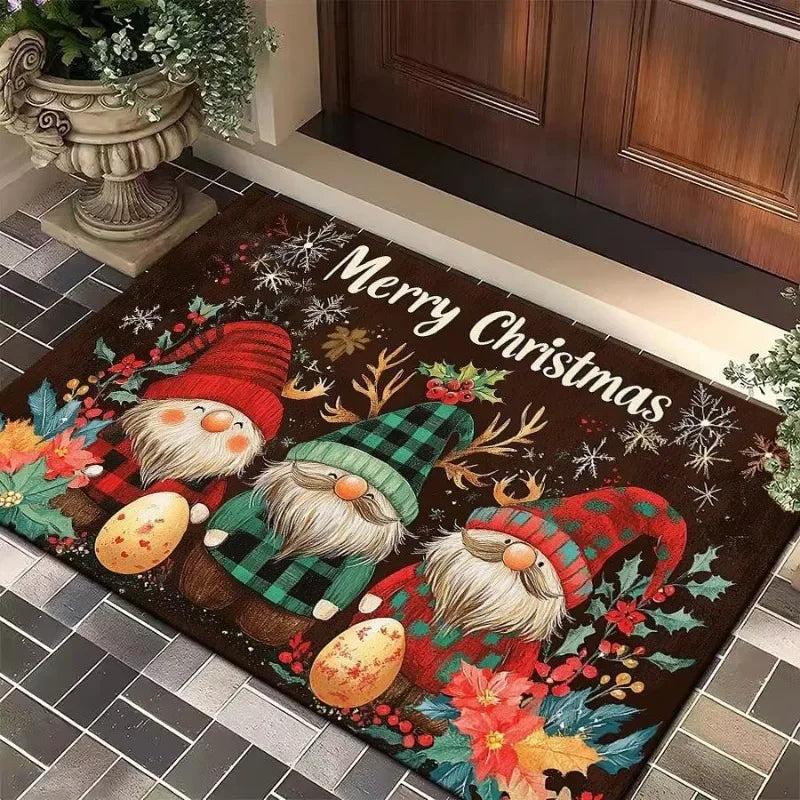 🎄 Holiday Anti-Slip Floor Mat – Christmas Door Mat, Cozy Flannel, Non-Slip Backing, Machine Washable