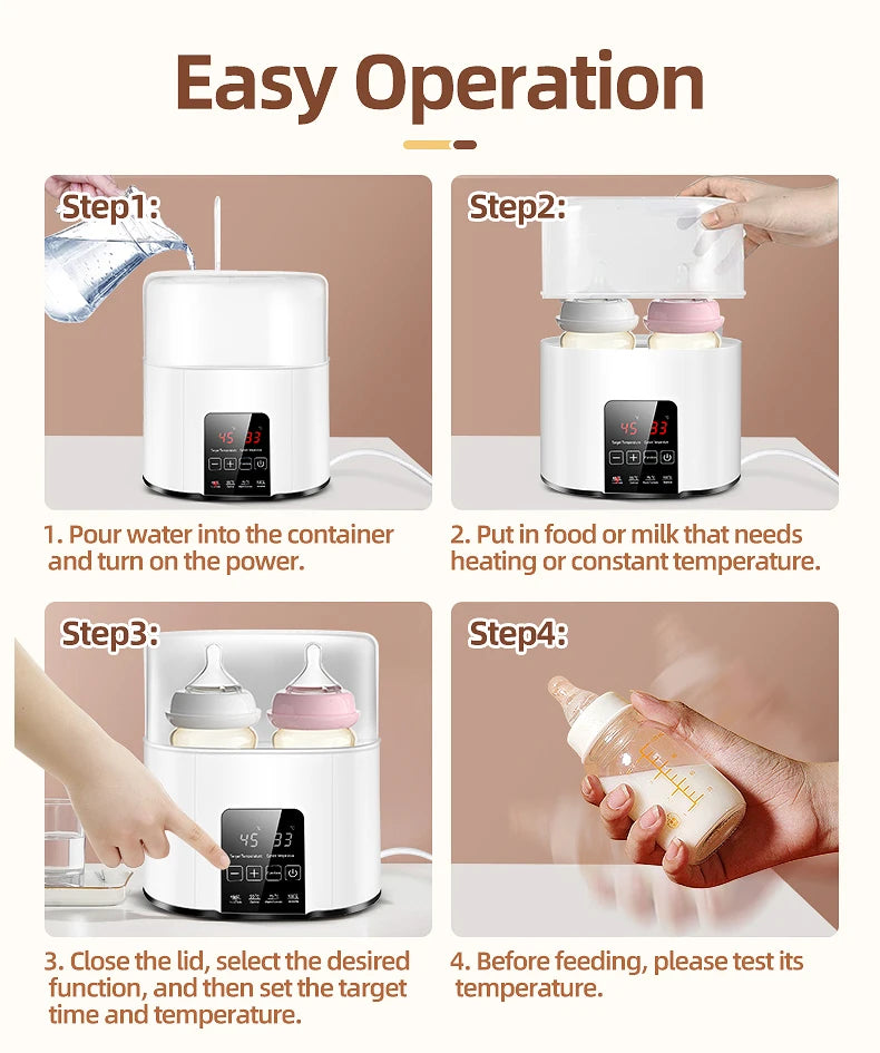 Baby Bottle Warmer & Sterilizer 2-in-1  – Fast, Safe Milk Heating with Precision Temperature Control for Efficient Feeding