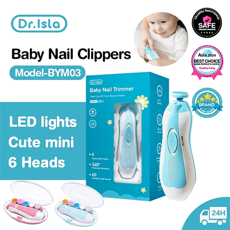 Electric Baby Nail Trimmer with LED Light – 4-Speed, Low Noise, 6 Grinding Heads