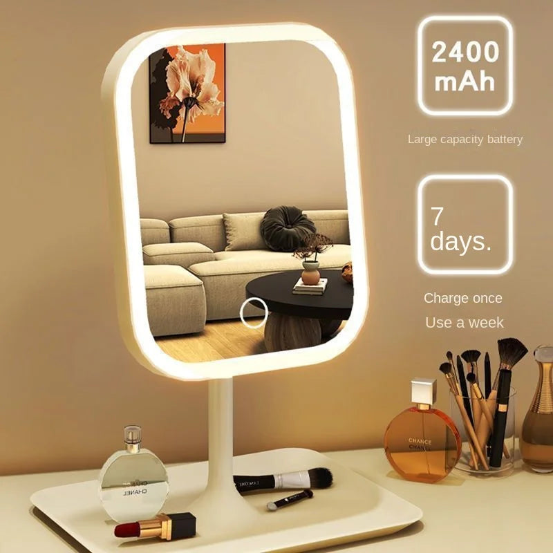 LED Makeup Mirror with 2400mAh Rechargeable Battery – 3 Color Lighting, Touch Control, 270° Rotation, High-Definition Beauty Mirror for Makeup & Skincare