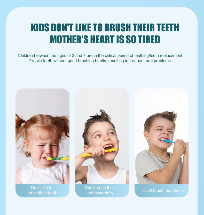 Dino U-Shaped Electric Toothbrush — Kids 2–12 Years | Pink, Blue, Mint