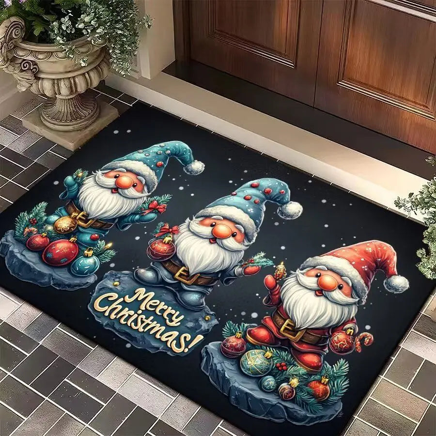 🎄 Holiday Anti-Slip Floor Mat – Christmas Door Mat, Cozy Flannel, Non-Slip Backing, Machine Washable