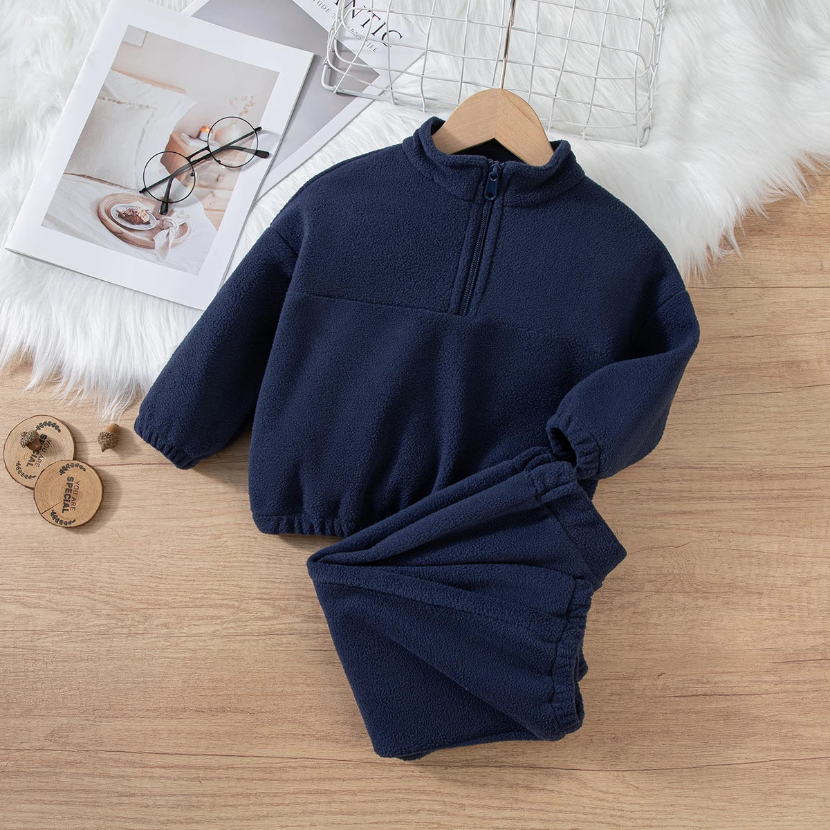 Girls Cozy Fleece Tracksuit – 2-Piece Winter Set (5 Colors) | Soft, Warm & Stylish Outfit