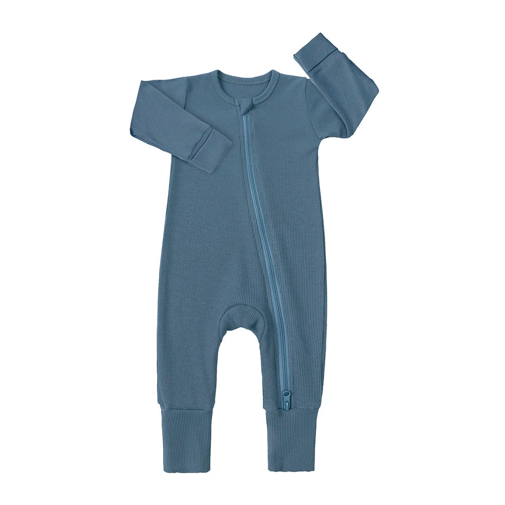 Premium Bamboo Baby Romper – Ultra-Soft Ribbed Fabric, Easy-Zip, All-Season Comfort (0–24 Months)