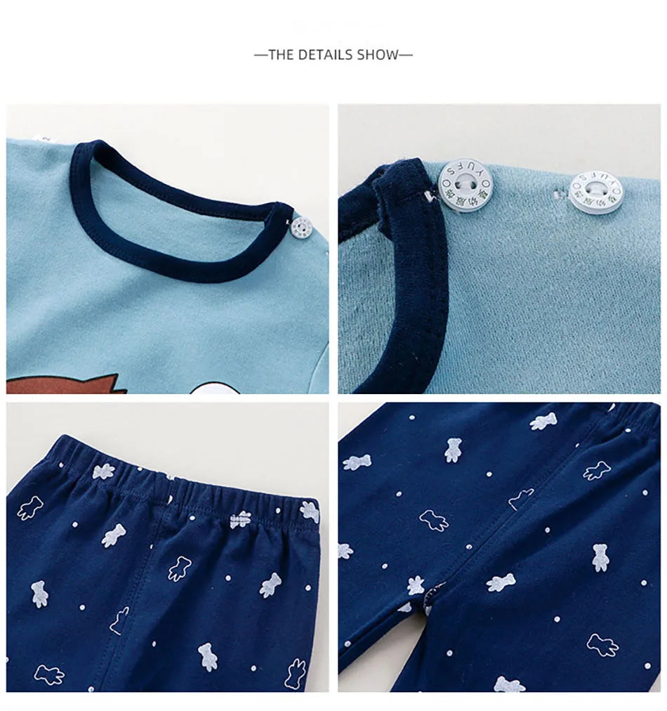 Unisex Dinosaur Pajamas Set for Kids – Soft, Warm & Cozy Sleepwear (Autumn–Winter) | Ages 6 months – 6 years