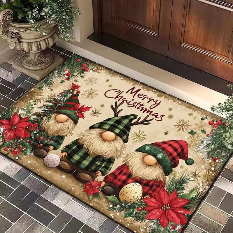 🎄 Holiday Anti-Slip Floor Mat – Christmas Door Mat, Cozy Flannel, Non-Slip Backing, Machine Washable