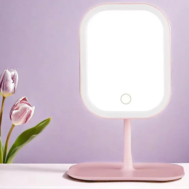 LED Makeup Mirror with 2400mAh Rechargeable Battery – 3 Color Lighting, Touch Control, 270° Rotation, High-Definition Beauty Mirror for Makeup & Skincare