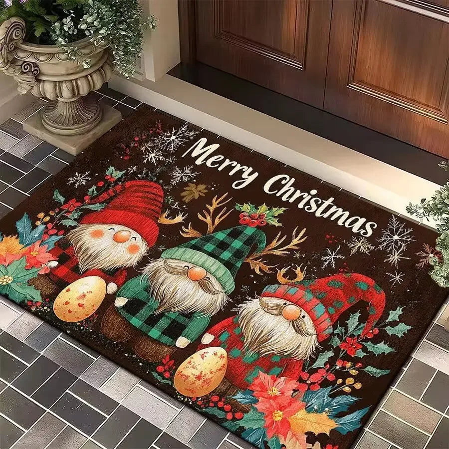🎄 Holiday Anti-Slip Floor Mat – Christmas Door Mat, Cozy Flannel, Non-Slip Backing, Machine Washable