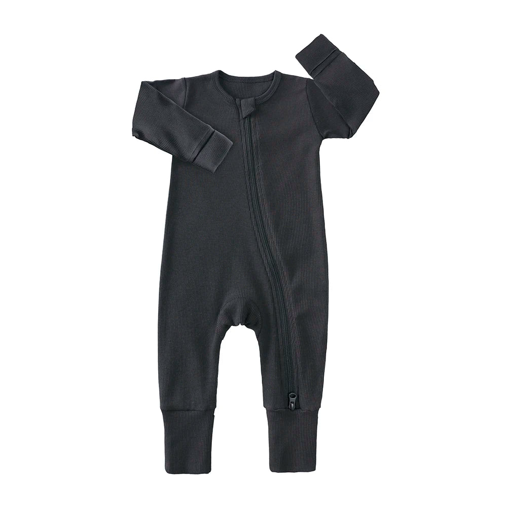 Premium Bamboo Baby Romper – Ultra-Soft Ribbed Fabric, Easy-Zip, All-Season Comfort (0–24 Months)