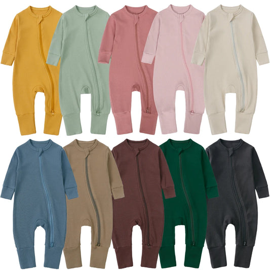Premium Bamboo Baby Romper – Ultra-Soft Ribbed Fabric, Easy-Zip, All-Season Comfort (0–24 Months)