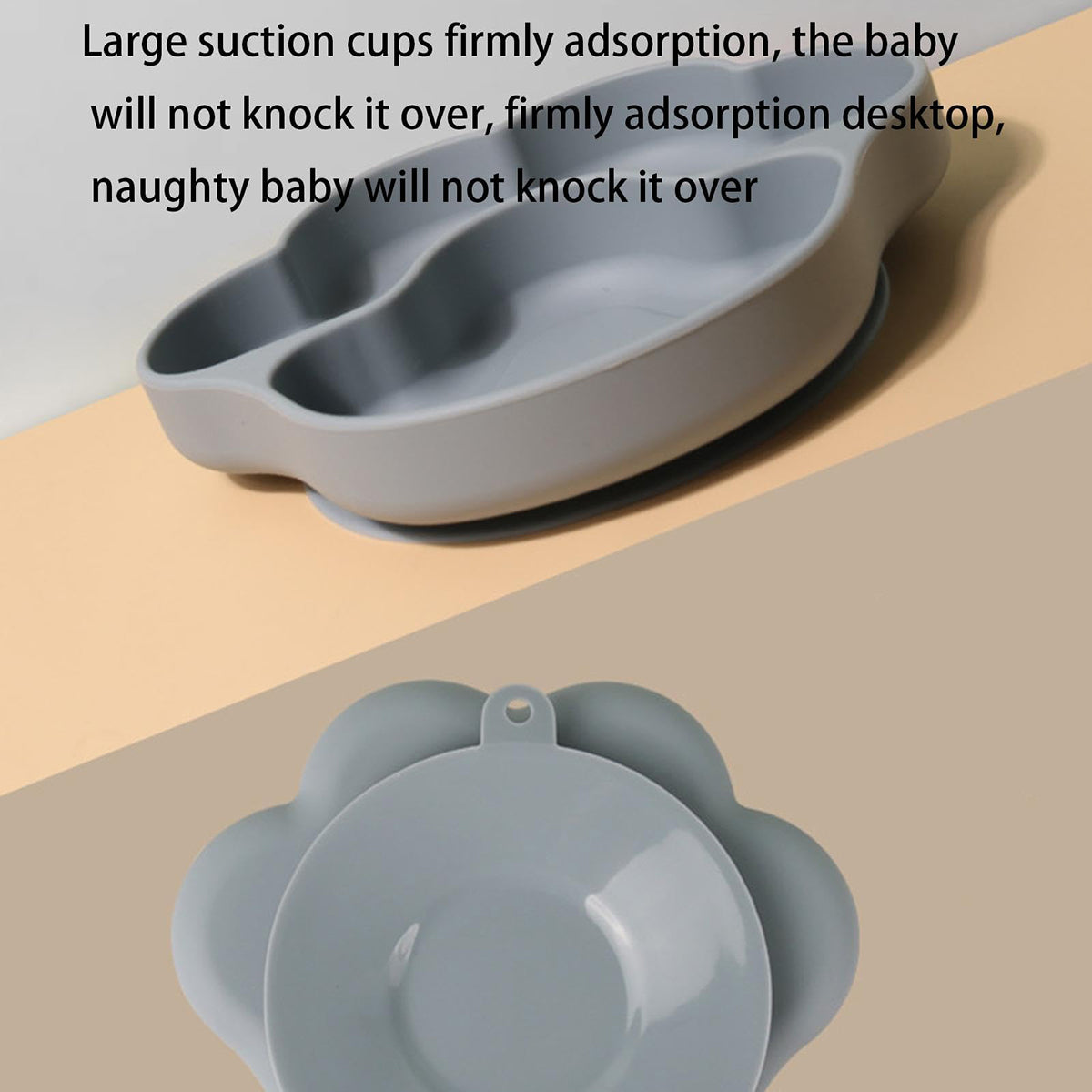 🐾 Silicone Suction Plate for Babies | Divided Cartoon Feeding Bowl