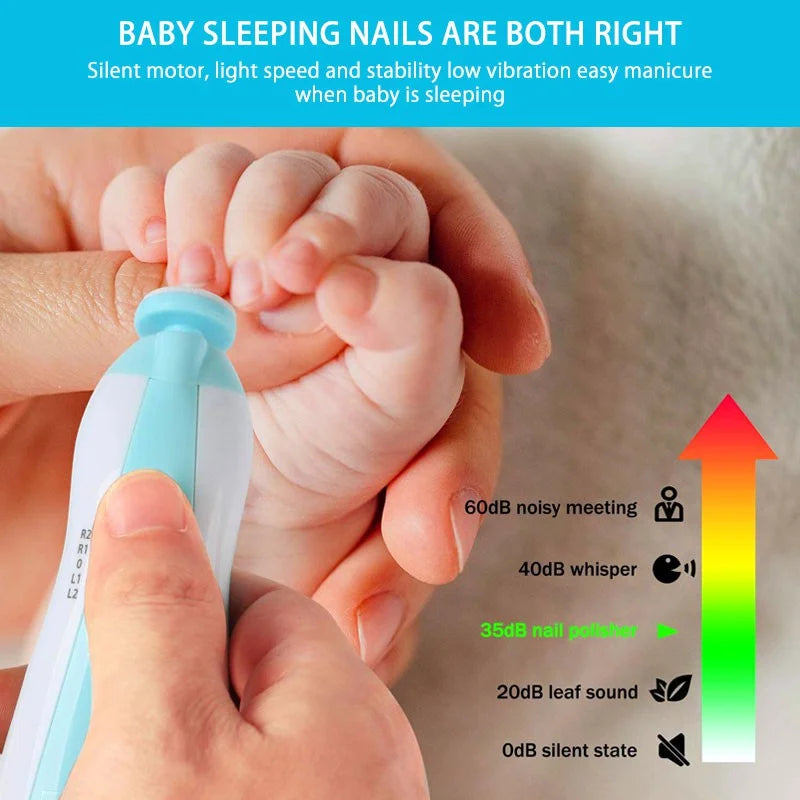 Electric Baby Nail Trimmer with LED Light – 4-Speed, Low Noise, 6 Grinding Heads