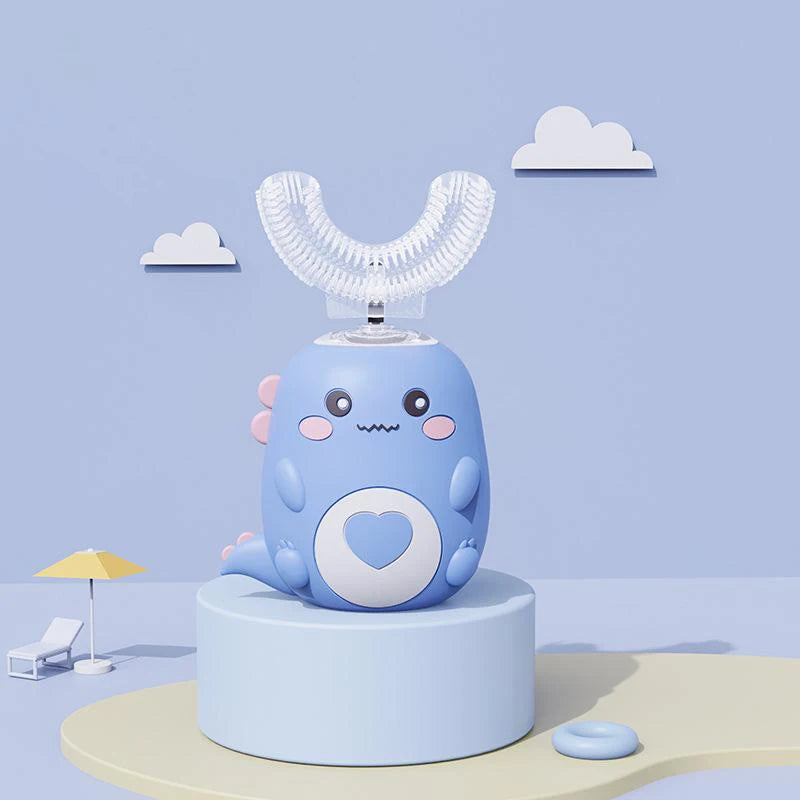 Dino U-Shaped Electric Toothbrush — Kids 2–12 Years | Pink, Blue, Mint