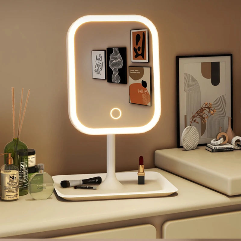 LED Makeup Mirror with 2400mAh Rechargeable Battery – 3 Color Lighting, Touch Control, 270° Rotation, High-Definition Beauty Mirror for Makeup & Skincare