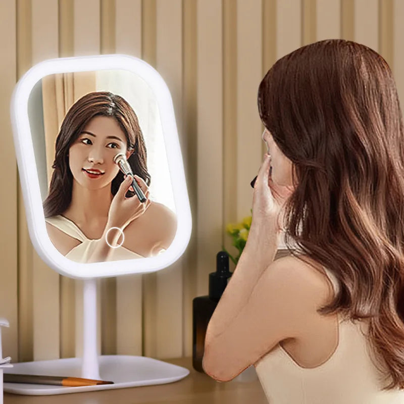 LED Makeup Mirror with 2400mAh Rechargeable Battery – 3 Color Lighting, Touch Control, 270° Rotation, High-Definition Beauty Mirror for Makeup & Skincare