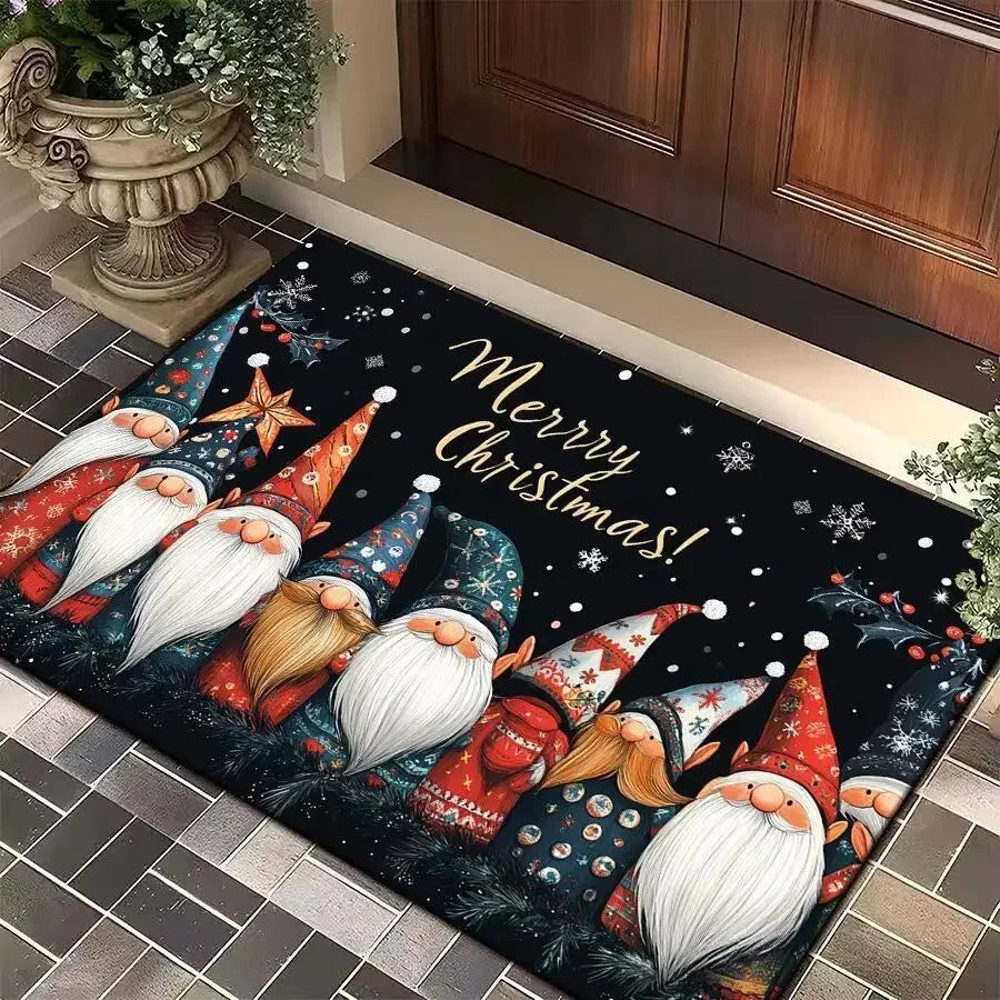 🎄 Holiday Anti-Slip Floor Mat – Christmas Door Mat, Cozy Flannel, Non-Slip Backing, Machine Washable