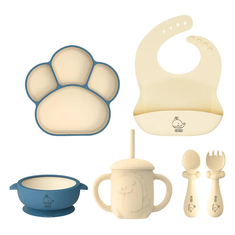 Baby Silicone Feeding Set – BPA-Free Suction Bowl, Bib, Spoon, Fork, Cup & Plate – Safe & Easy to Clean
