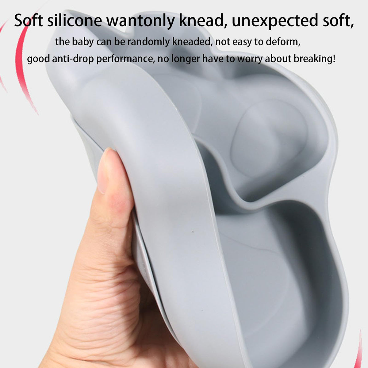 🐾 Silicone Suction Plate for Babies | Divided Cartoon Feeding Bowl