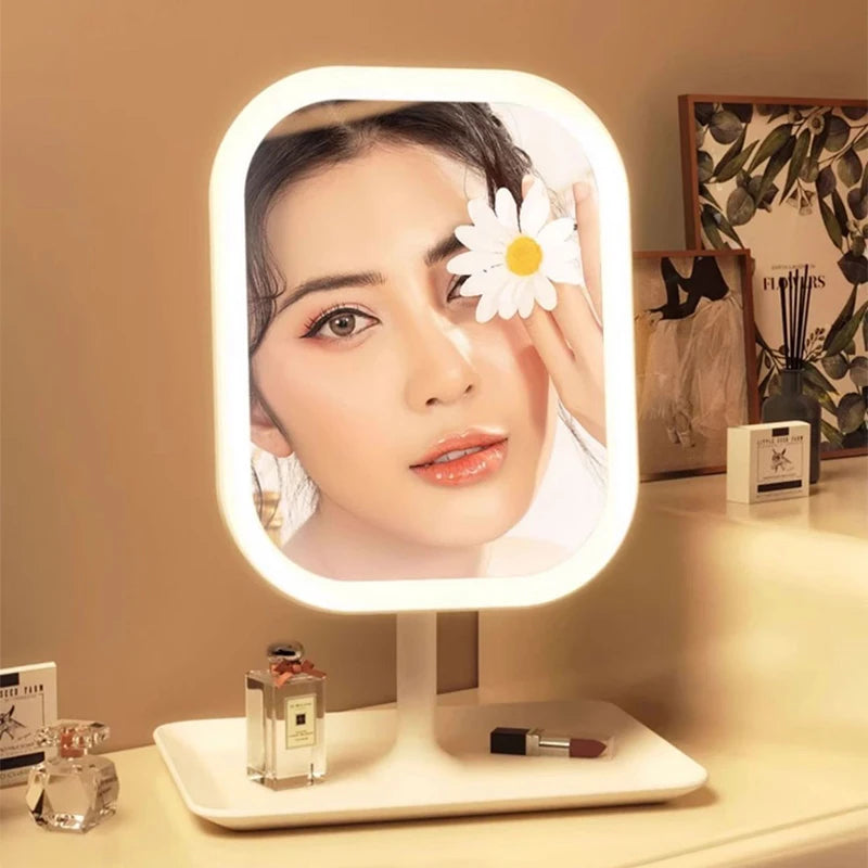 LED Makeup Mirror with 2400mAh Rechargeable Battery – 3 Color Lighting, Touch Control, 270° Rotation, High-Definition Beauty Mirror for Makeup & Skincare