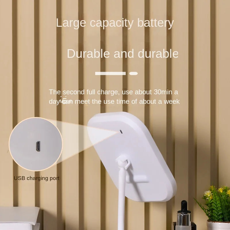 LED Makeup Mirror with 2400mAh Rechargeable Battery – 3 Color Lighting, Touch Control, 270° Rotation, High-Definition Beauty Mirror for Makeup & Skincare