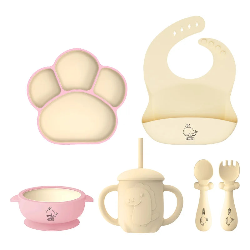 Baby Silicone Feeding Set – BPA-Free Suction Bowl, Bib, Spoon, Fork, Cup & Plate – Safe & Easy to Clean